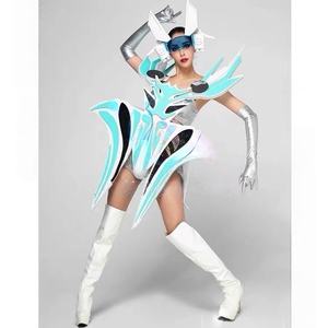 ชุดคอสเพลย์นักรบแห่งอนาคตต้นแบบของมนุษย์ต่างดาว สีฟ้าเรืองแสง ชุดเต้นรำสำหรับผู้หญิง ชุดแสดงบนเวที ชุดสำหรับแขกในไนต์คลับ 100% - Product Image 1