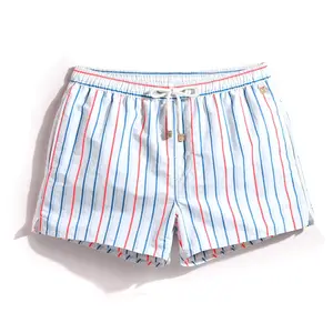 Set di pantaloncini da spiaggia da uomo in Nylon 5 pollici con cuciture colorate e larghe e ad asciugatura rapida con tasca per telefono