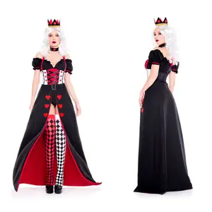 Fantasia de dia das bruxas para carnaval, roupa feminina cosplay de rainha para vestir manto