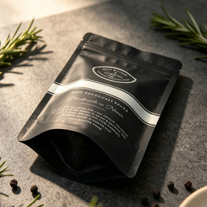 Bolsa de Embalaje Personalizada con Logotipo, Negra Mate, con Cierre Hermético, Resistente a la Humedad, para 500g de Salsas y Condimentos - Product Image 2