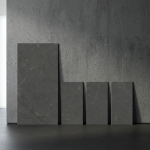 Azulejos de porcelana cerámica Nano Glossy Lucia Grey de 800x1600 mm, diseño contemporáneo de piedra gris para interiores de proyectos. - Product Image 4