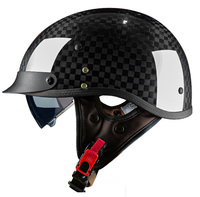 Casque de moto rétro ouvert en fibre de carbone 3K, style vintage pour cruiser et chopper, équipement d'été pour la conduite