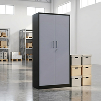 Armoire de rangement métallique moderne multifonctionnelle à 2 portes en acier pour bureau, garage, atelier - Offre Spéciale