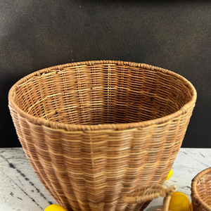 Rattan Lemon <b>Storage</b> <b>Basket</b> Hand Woven Fruit Shaped With Handle For Home Decor - Product Image 2