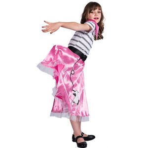 Disfraz de caniche rosa para niñas, falda satinada de corte A, vestido de fiesta de Halloween, talla 6-8 - Product Image 2