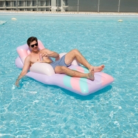 Fauteuil flottant gonflable personnalisable en PVC épaissi avec dossier rayé violet pour adultes – Idéal pour la détente et la baignade en rivière