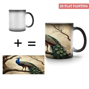 Daily Morning Breakfast Tea Mug Frosted Black 11oz <b>Ceramic</b> Heat Color Changing Magic <b>Cup</b> - Product Image 4