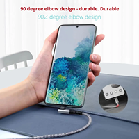 Câble USB C à angle droit de 90 degrés 100W, 5A, charge rapide, câble tressé Type C vers Type C, cordon de charge USB-C en nylon et alliage d'aluminium