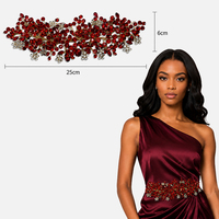 Appliques multifonctions en strass pour femmes, feuilles métalliques faites à la main, fleurs 3D en cristal à coudre pour chapeaux et robes de mariée