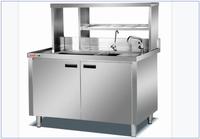Acier inoxydable Restaurant Bar Bubble Tea Cabinet Cocktail Station Extérieur Jus Café Préparation des aliments Table Comptoir Avec Réservoir De Glace