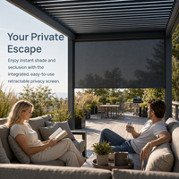 Pergola motorisée en aluminium à lames orientables, effet grain, écologique, inspirée de la nature, pour extérieur, avec contrôle par application et éclairage RGB, protection automatique contre la pluie