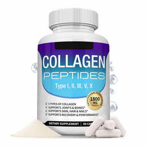 Collagène en peptides 1800 mg par portion, 90 capsules, types I, II, III, V, X, soutient les articulations, les os, la peau, les cheveux et les ongles - Product Image 1
