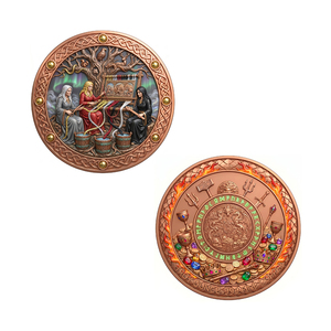 Pièce commémorative de luxe en cuivre .999 de 1 once, motif mythologie nordique <span class=keywords><strong>Trois</strong></span> Norns du destin en relief 3D avec arbre, idéale pour un cadeau - Product Image 3