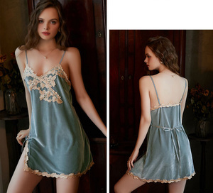 Di alta qualità di <span class=keywords><strong>velluto</strong></span> sexy della biancheria degli indumenti da notte delle donne pigiami - Product Image 2