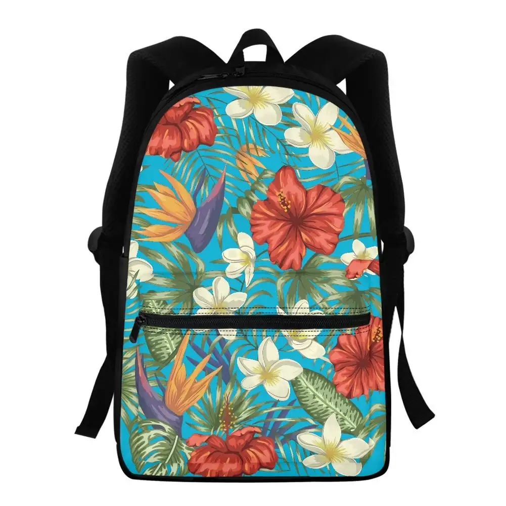 Yellow Casual Sports Backpacks Polynesian Tribal Hibiscus School Backpack Hawaiian Style Multifunctional Shoulder Strap Backpack