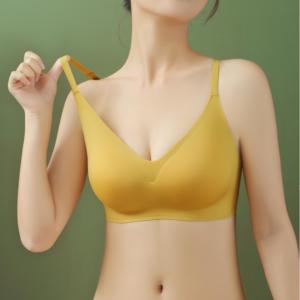 Soutien-gorge une pièce en Spandex/Polyamide, fin, sans couture, respirant, tricoté, push-up, sans armatures, bonnet 3/4, bretelles réglables, dos en U, fermeture dorsale - Product Image 4