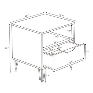 Olive Green Nightstand With Drawer And <b>Open</b> Shelf Metal Legs Modern Design - Product Image 2