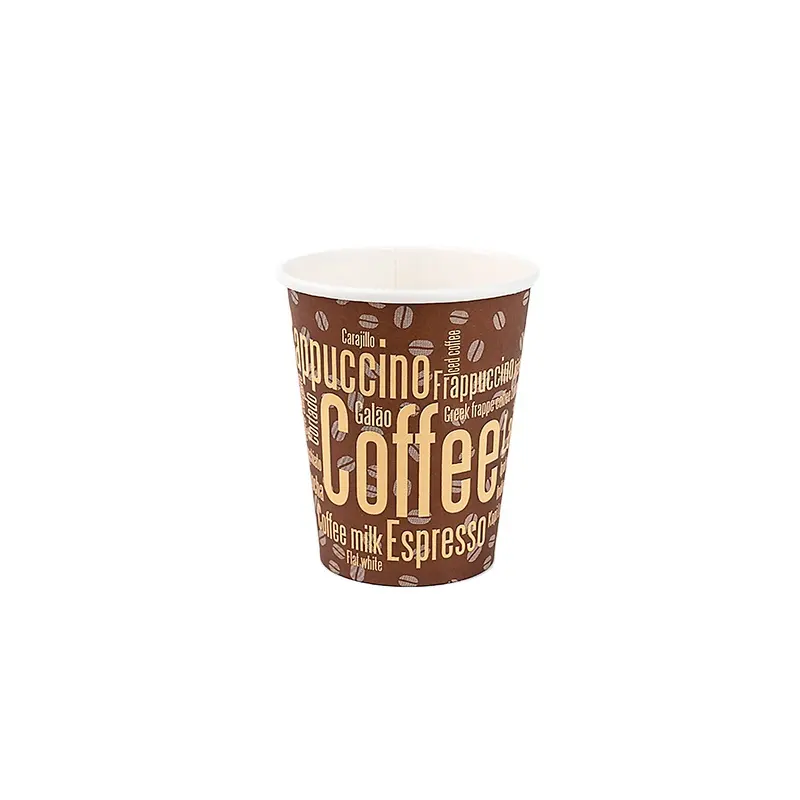 Gıda sınıfı 8oz kağıt bardak fiyatı tasarım özelleştirilmiş tek kullanımlık üretici çeşitli boyut sıcak kakao kahve fincanları tek duvar bardağı