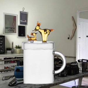 Venta al por mayor personalizada familia ciervo amarillo decorado diseño europeo taza <span class=keywords><strong>de</strong></span> vidrio resistente al calor con tapa regalo <span class=keywords><strong>de</strong></span> negocios marca GB - Product Image 4