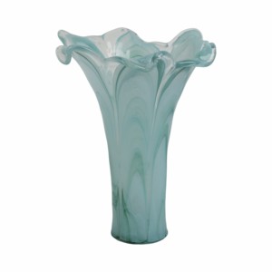 Vase à fleurs moderne en verre avec détails côtelés verticaux pour la décoration intérieure, design élégant cannelé, vase de présentation pour salon - Product Image 3