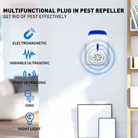 Repelente Ultrasónico de Mosquitos y Cucarachas 5 en 1 de Alta Potencia y Ecológico con Luz Nocturna y Diseño de Enchufe