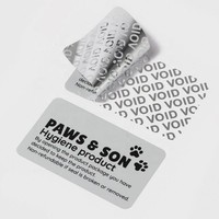 Ruban de sécurité inviolable personnalisé en chrome, argent miroir, pour protection hygiénique et retour, inviolable, non remboursable, pour étiquettes de soins pour animaux de compagnie
