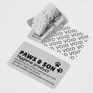 Cinta de seguridad VOID cromada personalizada, plateada espejo, para protección higiénica de devoluciones, legible con VOID, no reembolsable, para etiquetas de cuidado de mascotas - Product Image 1