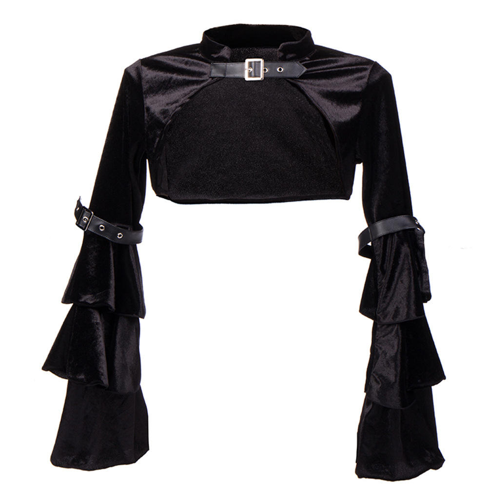 Black Short Steampunk Shirt - Gothic Bolero Victorian, image size:1001x1001