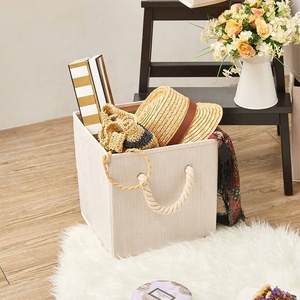Bacs de rangement en tissu de bambou, bacs à caisson pliables, avec poignée de corde en coton, panier résistant, organiseur pour étagères, placard, nouveauté - Product Image 2