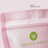 Sachet refermable en Mylar rose mat avec logo personnalisé imprimé, matériaux non toxiques, pour emballage de fruits secs