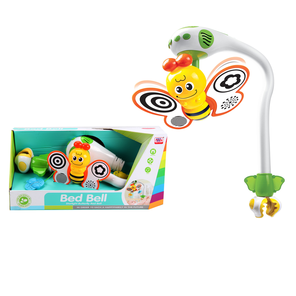 wholesale lovely bee infant toy bell soft light hold on bed musical crib mobile toy for baby