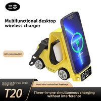 Chargeur sans fil pour voiture et bureau, 15W, station de charge sans fil 3 en 1, compatible avec les iPhones, les écouteurs et les montres connectées
