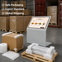 Kiosco con Pantalla Táctil en Forma de L de 32-55 Pulgadas, Señalización Digital Interactiva con Soporte de Piso, Android Windows CMS, Animación Interior, 1 Año de Garantía