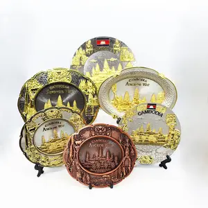 제조 무료 디자인 사용자 정의 아연 합금 3d 골동품 청동 금 기념품 여행 관광 로고 포장 상자가있는 금속판