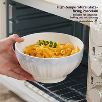 Service de vaisselle Rococo bleu dégradé, bols à soupe et à riz, compatible micro-ondes, céramique émaillée haute température, design moderne et minimaliste