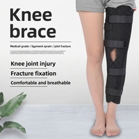 Orthèse de genou fixe en matériau éponge perforé respirant, attelle de soutien ajustable pour la récupération post-chirurgicale des ligaments