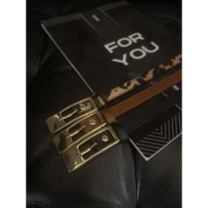 Ceinture en cuir véritable, cuir de vache, imprimé animal, boucle rectangulaire, style décontracté - Product Image 1