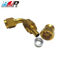 Pièces de course BJR, embout de tuyau AN6 AN8 AN10 à 90 degrés, aluminium, surface lisse en PTFE, usiné CNC, raccords de tuyau de carburant jaunes AN6