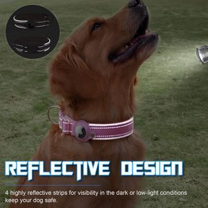 Kedatangan Baru Kalung Anjing Nylon Reflektif yang Dapat Disesuaikan dengan AirTag Retainer Tracker, Kalung Anjing yang Tahan Lama dan Kokoh untuk Anjing Sedang dan Besar - Product Image 5