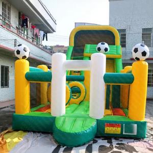Grande structure gonflable à thème football en PVC, toboggan, qualité commerciale, château, fête pour enfants, installation facile, <span class=keywords><strong>Europe</strong></span>, États-Unis - Product Image 1