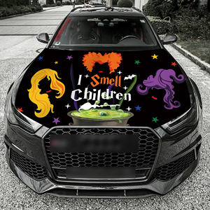 Custom Polyester Fabric Car Hood Engine Cover Bonnet Banner <b>Flag</b> for Halloween Festival Celebration - Product Image 3