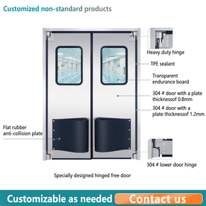 OEM Özel Çift Kanatlı Paslanmaz Çelik Darbeye Dayanıklı Ağır Hizmet Tipi Çarpma Önleyici Salıncak Kapı, Catering Sektörü İçin - Product Image 2