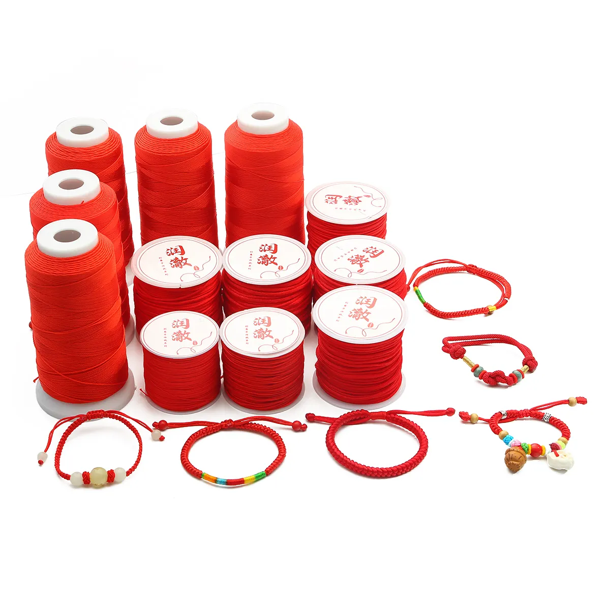 Fil de cordon en Nylon rouge, 10 m 0.2-2.5mm 1 rouleau, cordon tressé, ficelle pour perles, DIY bricolage