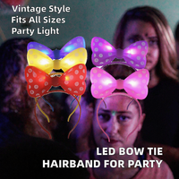 YUELI Mignon Bandeau LED Réglable avec Nœud Papillon, Couronne, Guirlande, Coiffe, Accessoire Cheveux Rétro pour Femmes et Filles, Idéal pour Fêtes