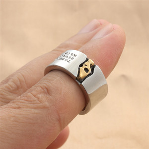 Men's <b>Titanium</b> Steel <b>Ring</b> Gold Skull Letter Design Punk Style Fashion Jewelry Gift - Product Image 3