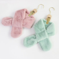 Écharpe longue en denim unisexe pour enfants, en fausse fourrure de lapin, pour l'hiver, cache-cou pour bébé