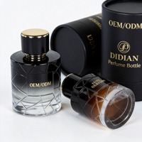 Botol Parfum Desain Khusus Mewah 50ml Wadah Parfum Silinder Hitam Gradasi Kaca Bulat 100 ml dengan Kemasan Kotak