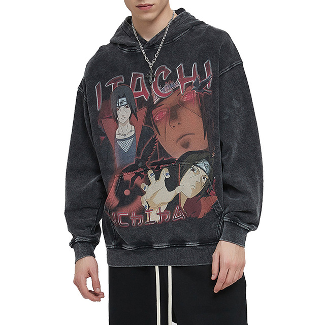 High Street Men's Hoodies Fashion Design Pullover Plus Size 380g Anime DTG Print Heavyweight Cotton Hoodie Men