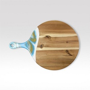 Planche à découper ronde en bois d'acacia de 12 pouces de qualité supérieure avec poignée, planche de cuisine multifonctionnelle pour les cadeaux d'affaires et promotionnels - Product Image 3