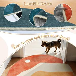 Alfombra redonda abstracta Bohemia Alfombra de pila baja lavable Impresión a pedido para sala de estar - Product Image 4